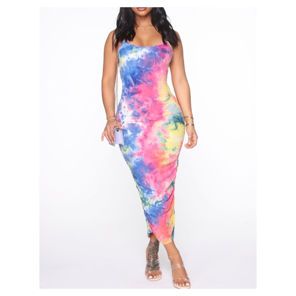 Good As Always Tie Dye Midi Dress - Pink